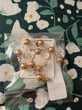 Gold and Silver Beaded Hoop Earrings - Women Jewelry Earrings (Water Resistant)
